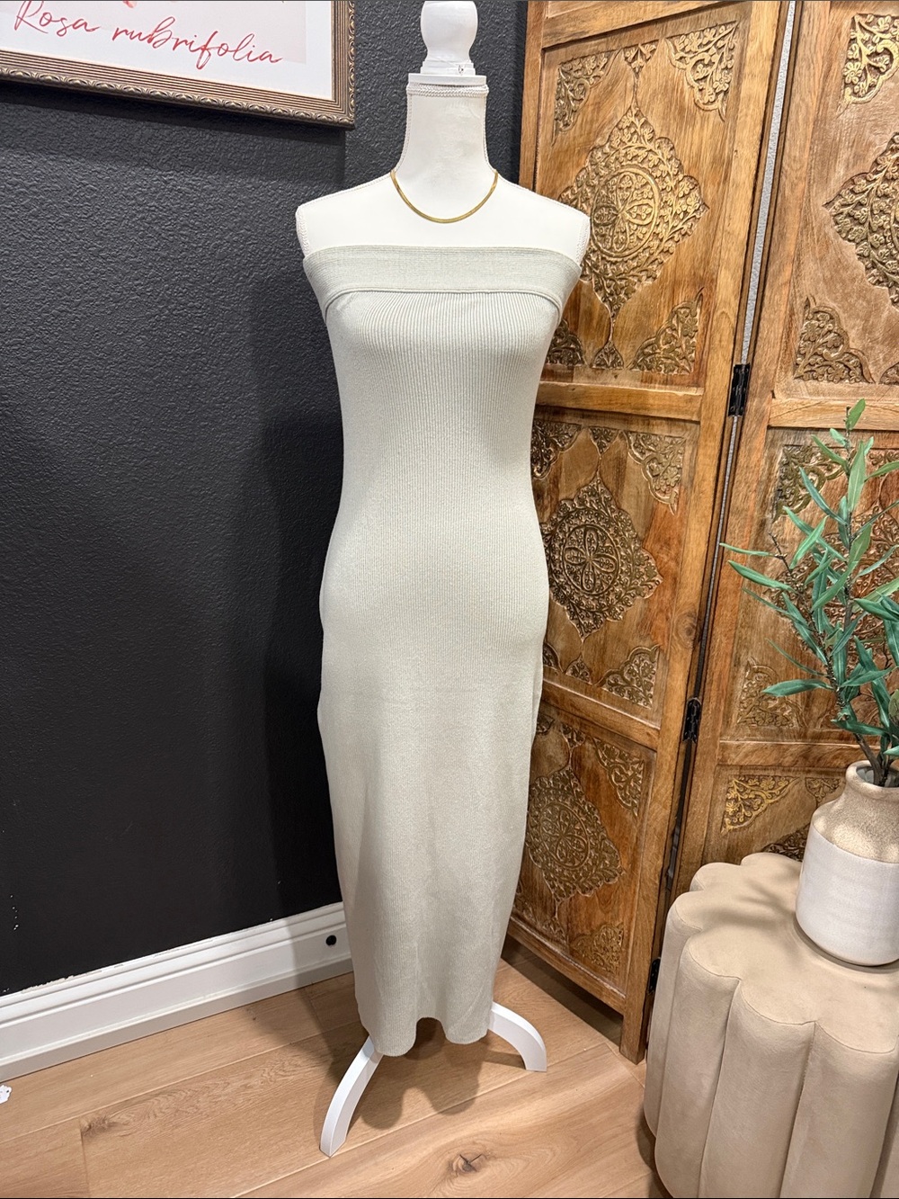 Free People Beach Knit Midi tube Dress in Lima bean 0074